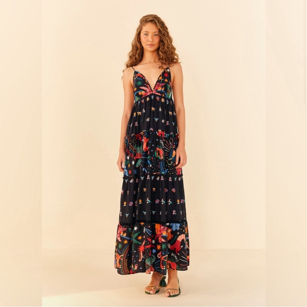 FARM RIO Rio Zodiac Embroidered Maxi Dress